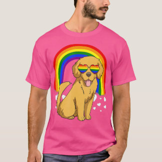 Camiseta Ouro LGBT Orgulho gay Cachorro do Retriever Rainb