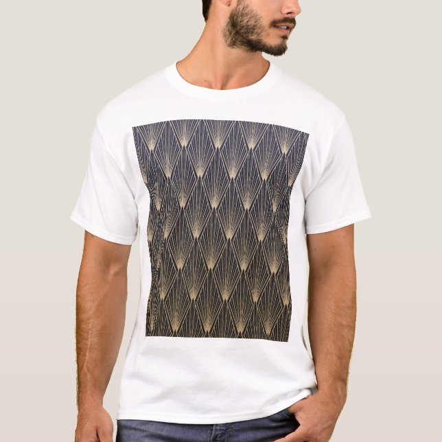 Camiseta Ouro Luxuoso: Vintage Geométrico Wallpaper (Frente)