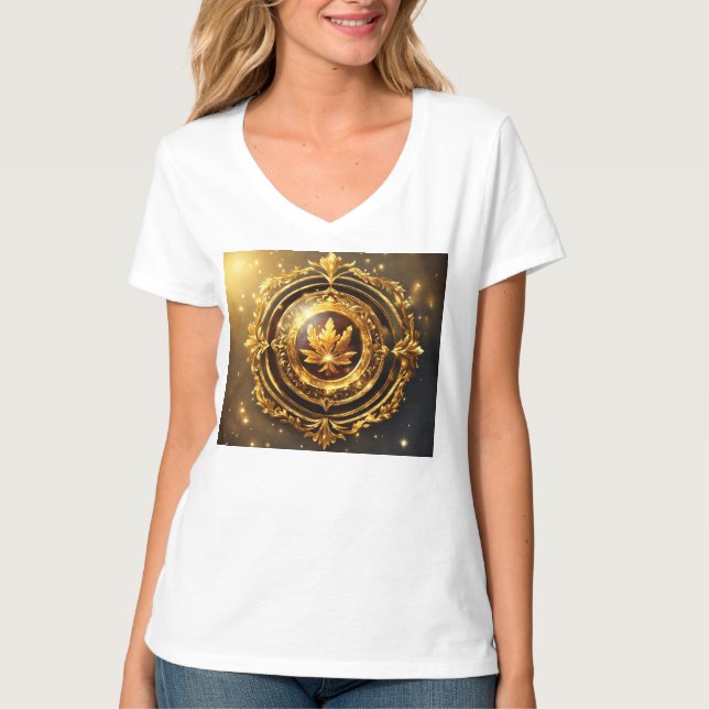 Camiseta Ouro majestoso Laurel Emblem (Frente)