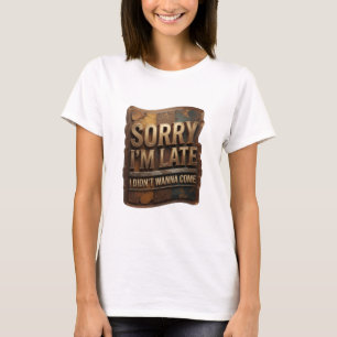 Camiseta Ouro Marcante DESCULPE O ATRASO NÃO QUERIA VIR