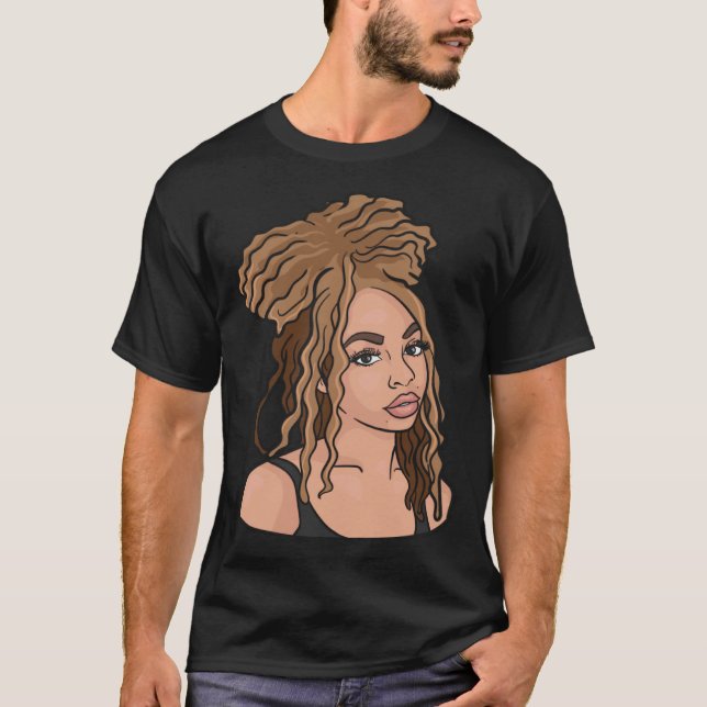 Camiseta Ouro natural de cabelos da mulher negra (Frente)