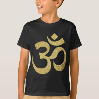 Camiseta Ouro Om Símbolo Espiritual Meditação Yoga Ohm