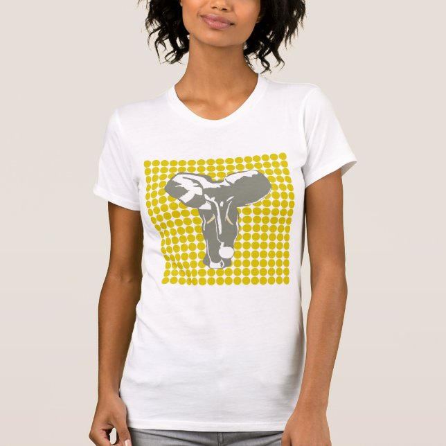 Camiseta Ouro Popy Safari Dot com Elefante Pop Art (Frente)