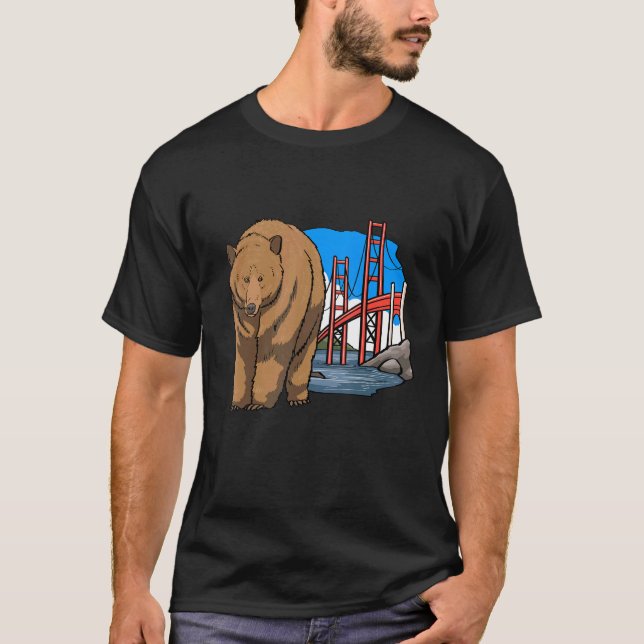 Camiseta Ouro Portão Ponte Urso Comida Animais Mulheres Faz (Frente)