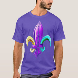 Camiseta Ouro Púrpura E Verde Fleur De Lis