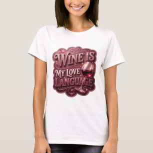 Camiseta Ouro que Atrai Olhares O VINHO É MINHA LINGUAGEM D