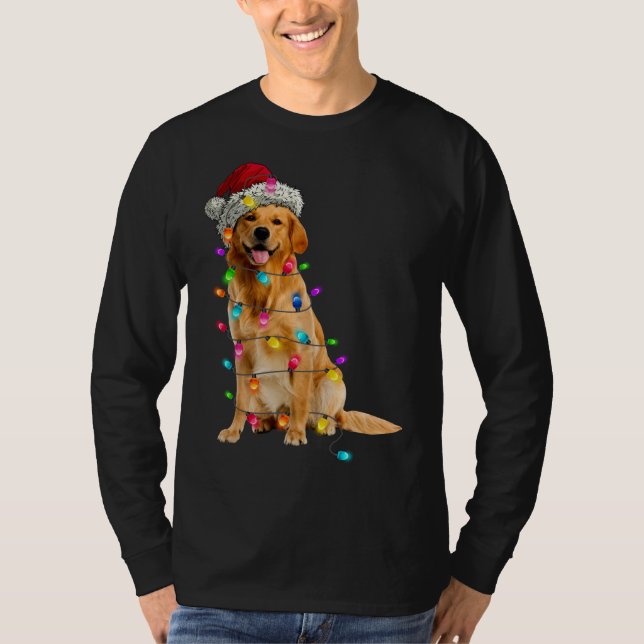 Camiseta Ouro Recupera Luzes de Natal Papais noeis Cachorro (Frente)