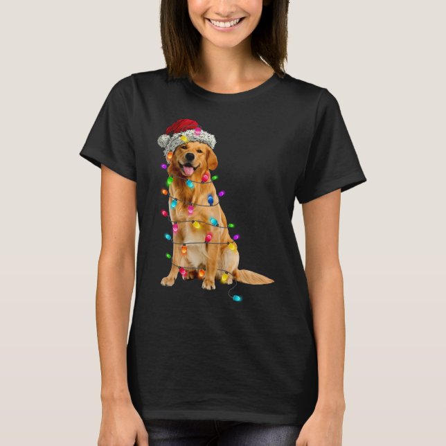 Camiseta Ouro Recupera Luzes de Natal Papais noeis Cachorro (Frente)