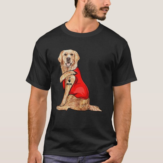 Camiseta ouro recuperador cão Eu adoro tatuagem mãe (Frente)