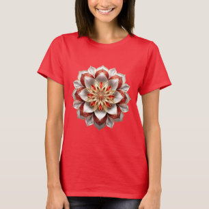 Camiseta Ouro Red Mandala - Simetria Floral Elegante