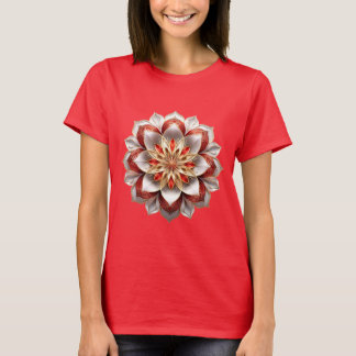 Camiseta Ouro Red Mandala - Simetria Floral Elegante