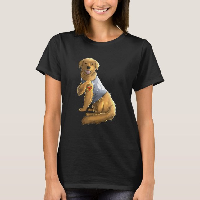 Camiseta Ouro Retriever Adoro mamãe Tatuagem Cachorro Mãe (Frente)