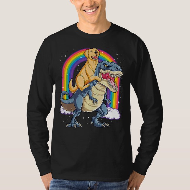 Camiseta Ouro Retriever Anel Dinossaur Rex Boys Rainbow (Frente)