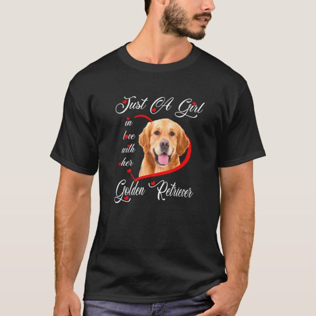 Camiseta Ouro Retriever Apenas Uma Menina Apaixonada Pelo S (Frente)