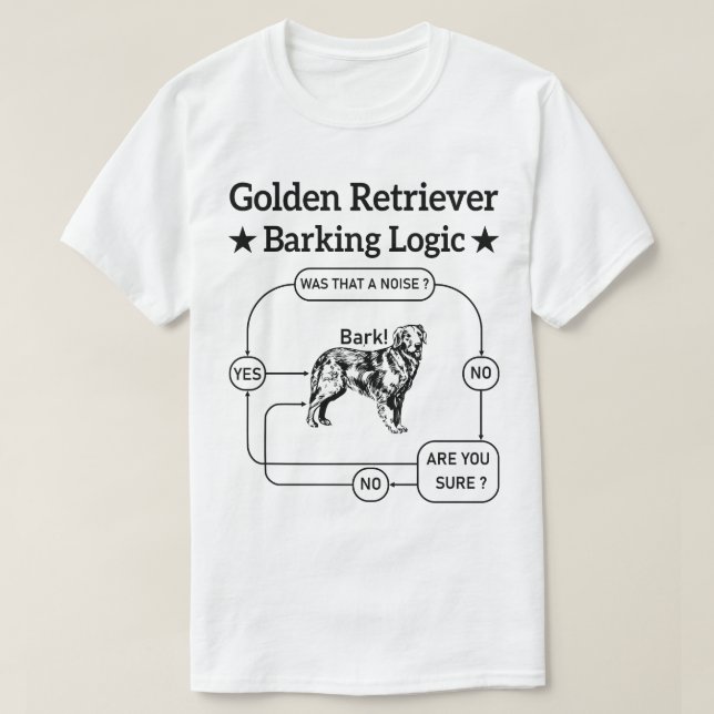 Camiseta Ouro Retriever Barking Logic Engraçado Cachorro Sa (Frente do Design)
