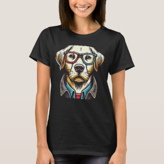 Camiseta Ouro Retriever Cachorro Com Óculos Pop de Arte