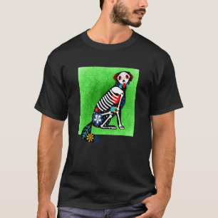 Camiseta Ouro Retriever Cão Açúcar Crânio Calavera Dia De L