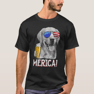 Camiseta Ouro Retriever Cog Merica 4 de julho Patriótico Am