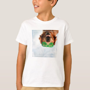 Camiseta Ouro Retriever Com Óculos De Sol Verde