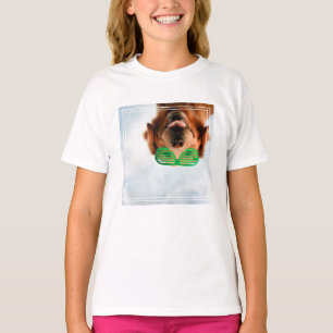 Camiseta Ouro Retriever Com Óculos De Sol Verde