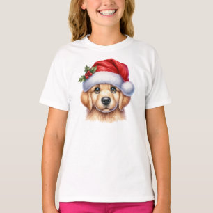 Camiseta Ouro Retriever Dog com Estilo Papai Noel