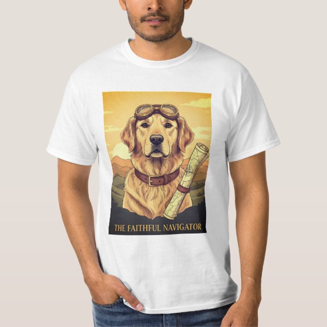 Camiseta Ouro Retriever Explorer Adventure Dog T-Shirt (Frente)