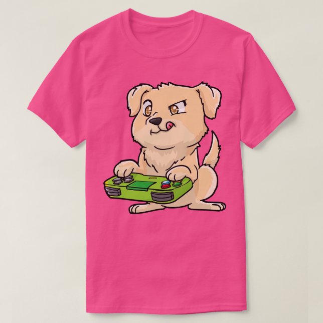 Camiseta Ouro Retriever Gamepad Kawaii (Frente do Design)