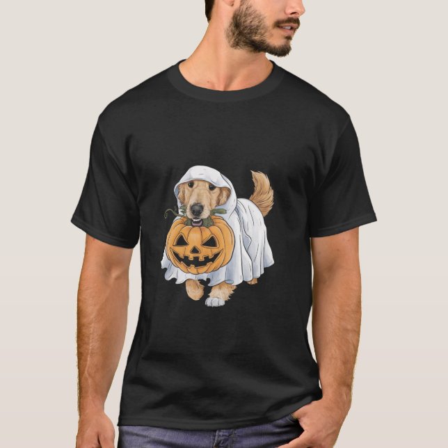 Camiseta Ouro Retriever Ghost Dog Halloween T Shirt (Frente)