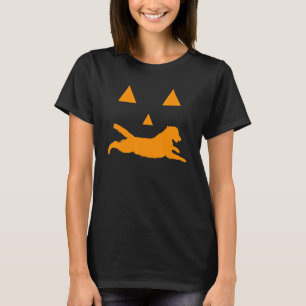 Camiseta Ouro Retriever Halloween Face Spooky Face Cão Clas