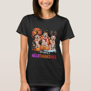 Camiseta Ouro Retriever Happy Hallothanksmas Halloween