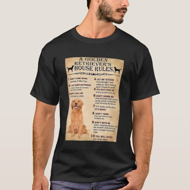 Camiseta Ouro Retriever House Rules Ouro Retriever Ownershi (Frente)