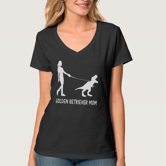 Camiseta Ouro Retriever Mãe Cachorro Mama Dinossauro Mulher (Frente)