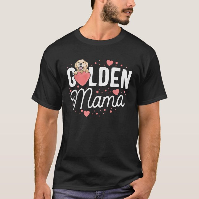 Camiseta Ouro Retriever Mama Dotada do Coração Mãe Mãe (Frente)