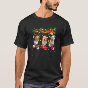 Camiseta Ouro Retriever Meias de Natal Pajama Xmas L