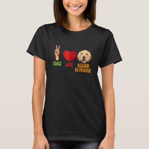 Camiseta Ouro Retriever Peace Love Unity Hearce Truce Pets