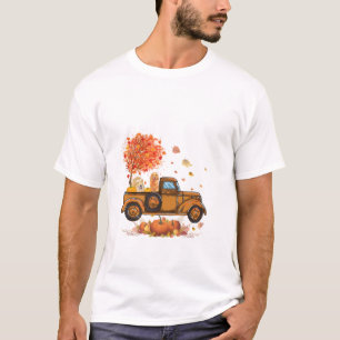 Camiseta Ouro Retriever Pumpkin Caminhão outono Folha