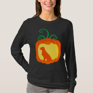 Camiseta Ouro Retriever Pumpkin Lanterna Cos de Dia das Bru