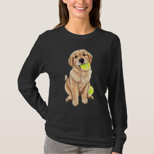Camiseta Ouro Retriever Puppy Com Bola De Tênis