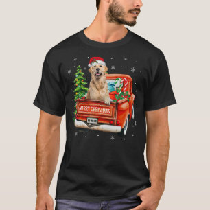Camiseta Ouro Retriever Ride Red Truck Cachorro de Natal Pa