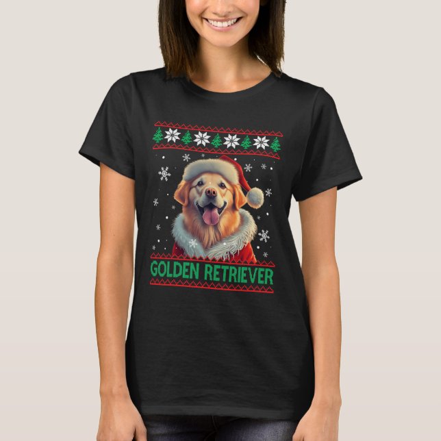 Camiseta Ouro Retriever Santa Hat Natal Feio (Frente)