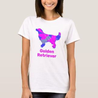 Camiseta Ouro Retriever Silhouter Rosa Quente e Azul