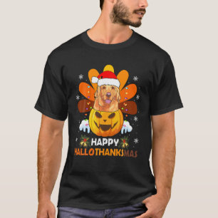 Camiseta Ouro Retriever Turkey Hallo-Obrigado-Mas Thanksgiv