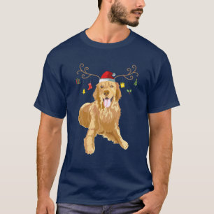 Camiseta Ouro Retriever Ugly Xmas Sweater Antlers Dog Lov