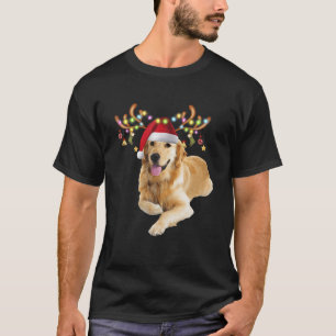 Camiseta Ouro Retriever Ugly Xmas Sweater Antlers Dog Lov
