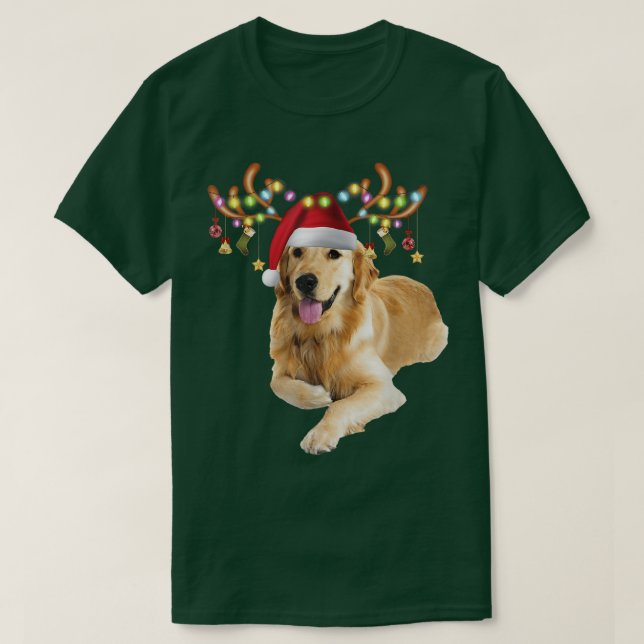 Camiseta Ouro Retriever Ugly Xmas Sweater Antlers Dog Lov (Frente do Design)