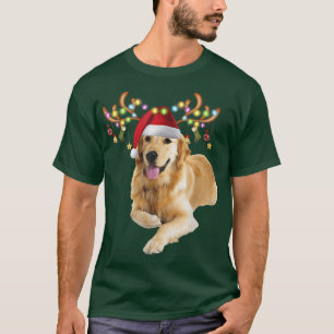Camiseta Ouro Retriever Ugly Xmas Sweater Antlers Dog Lov