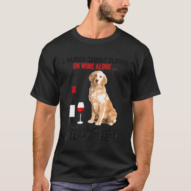 Camiseta Ouro Retriever Uma Mulher Não Pode Sobreviver No V (Frente)