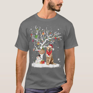 Camiseta Ouro Retriever Winter Snow Tree Cachorro Natal Wi