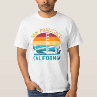 Camiseta Ouro San Francisco Gate Bridge Gift Califórnia
