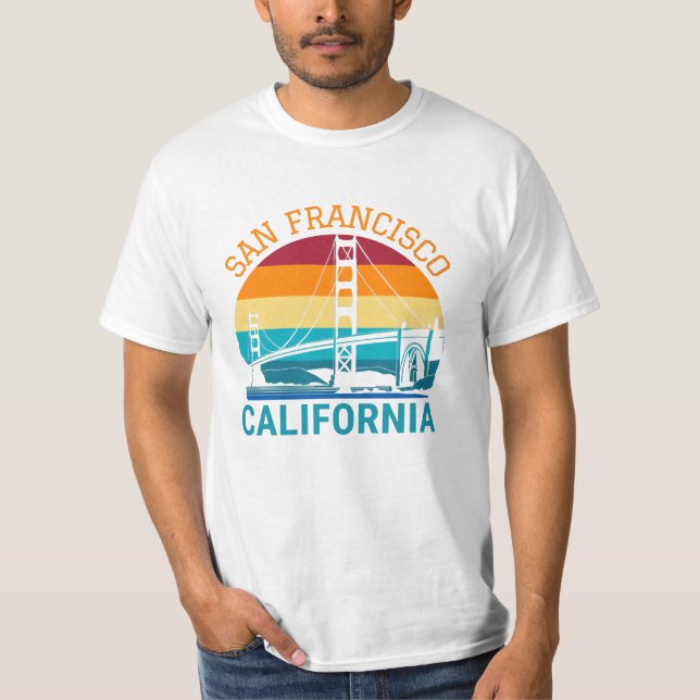 Camiseta Ouro San Francisco Gate Bridge Gift Califórnia (Frente)